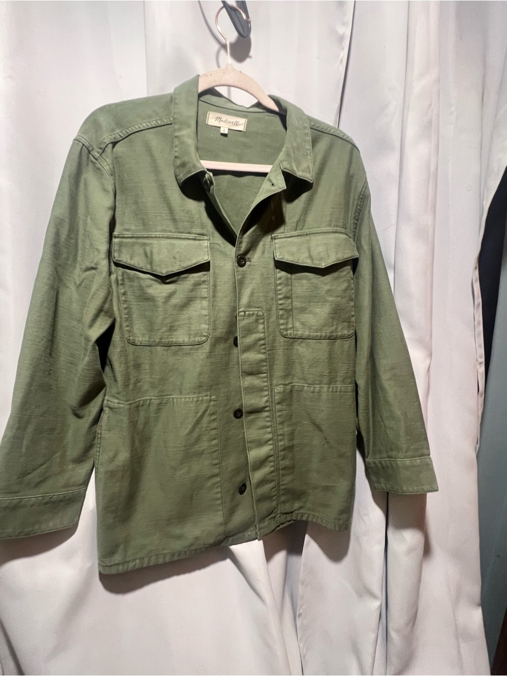Madewell Olive Green Utility Jacket Women’s Size small Button Front Cotton Jacke - Picture 3 of 8